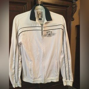 Guess/men’s zip-up jacket size M white and black trim
